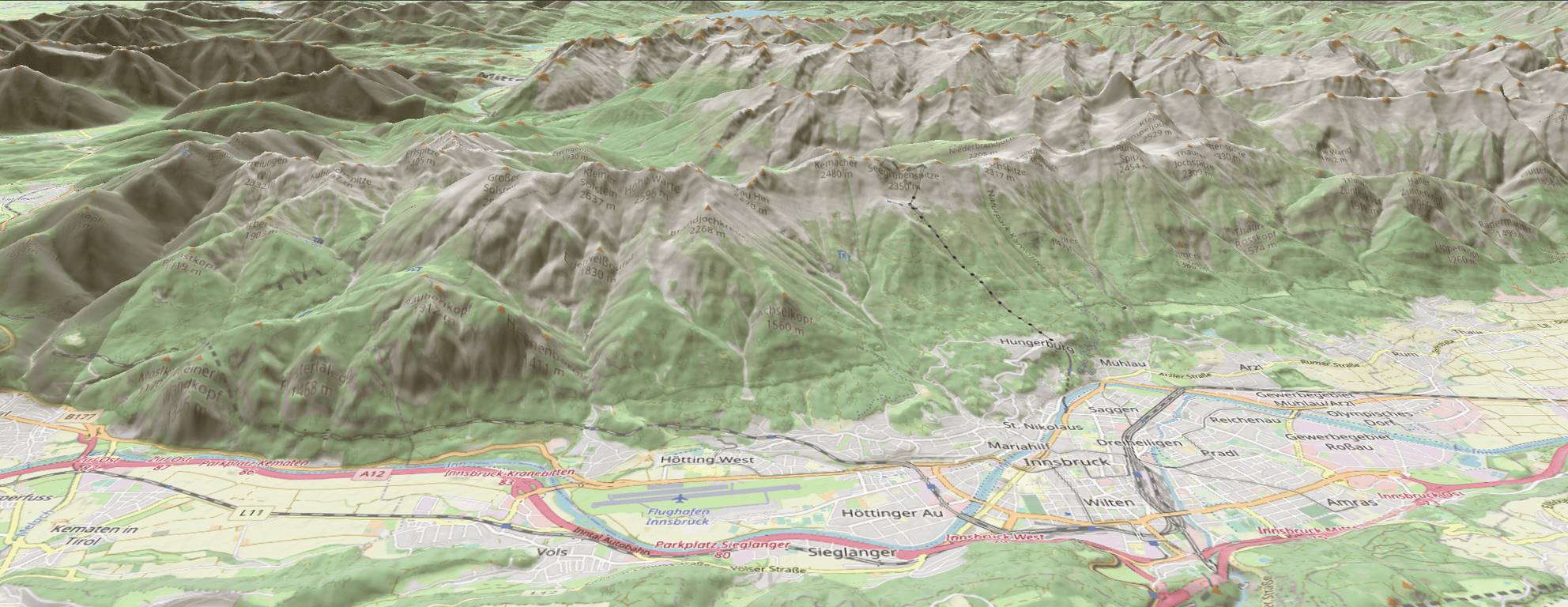 A screenshot of a 3D map on a website