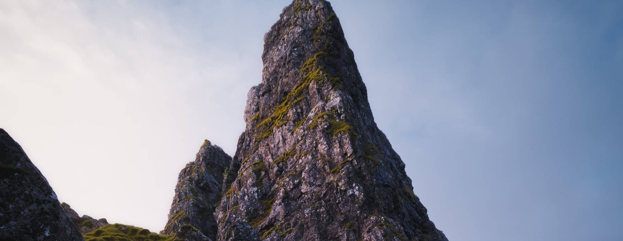 A photo of the Storr rock formation in Scotland—a symbol of integrity and strength